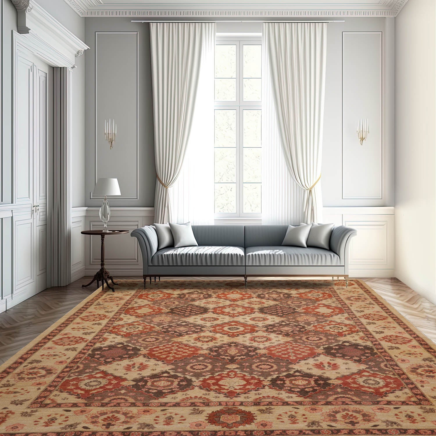 8x10 Tan, Brown, Rust Color Hand Knotted Peshawar 100% Wool Traditional Oriental Rug