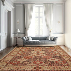 8x10 Tan, Brown, Rust Color Hand Knotted Peshawar 100% Wool Traditional Oriental Rug
