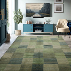 8x10 Aqua, Gray, Blue Color Hand Knotted  100% Wool Modern Oriental Rug
