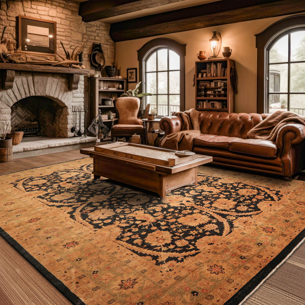 12x18 Charcoal, Sage, Gold Color Hand Knotted Chobi Peshawar 100% Wool Traditional Oriental Rug