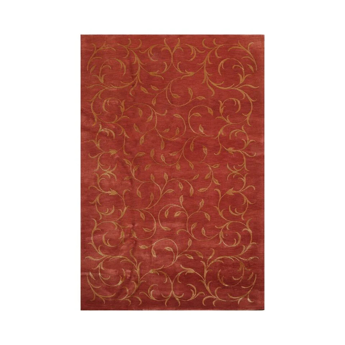 Knotted Rug Red Gold Hand Knotted Multi Size Wool and Silk Tibetan Transitional Rugs