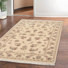 4x6 Ivory, Brown, Gray Color Hand Knotted Sino Persian Wool & Silk Traditional Oriental Rug