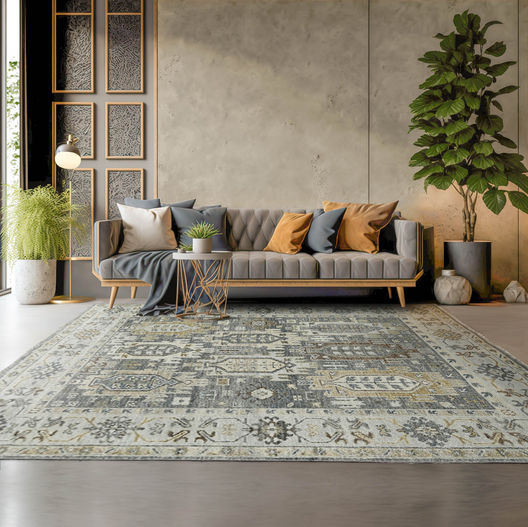 8x10 Gray, Brown, Beige Color Hand Knotted  100% Wool  Oriental Rug