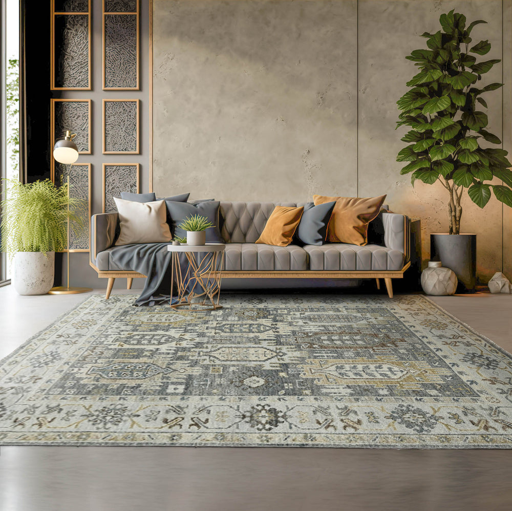 8x10 Gray, Brown, Beige Color Hand Knotted  100% Wool  Oriental Rug