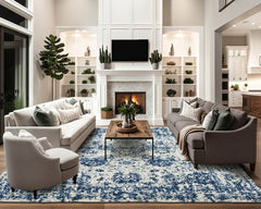 Multi Size Gray Blue Color Hand Knotted Oushak Wool Transitional Oriental Rug