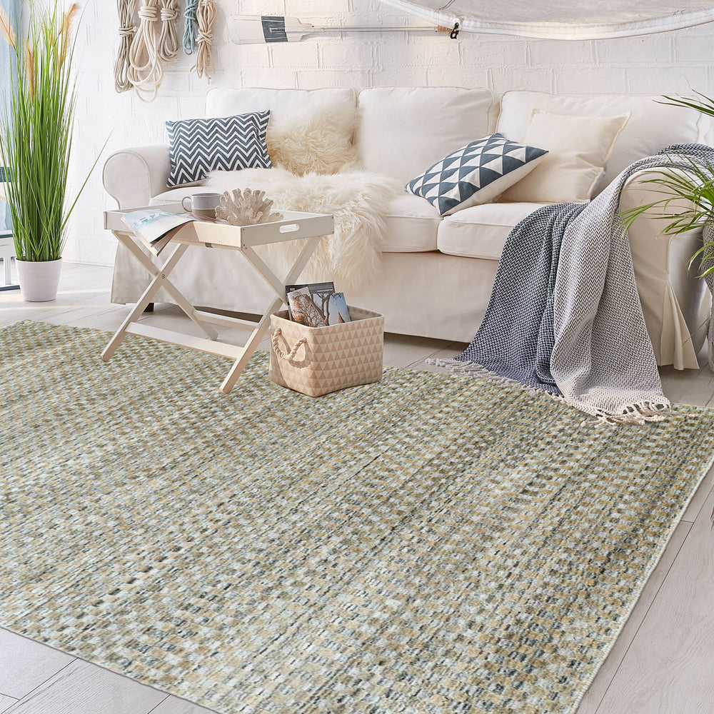 5x8 Gray, Light Gold, Color Hand Knotted  100% Wool Modern & Contemporary Oriental Rug