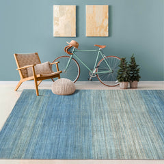 Multi Size Gray Blue Ombre Color Hand Knotted  Wool Modern & Contemporary Oriental Rug