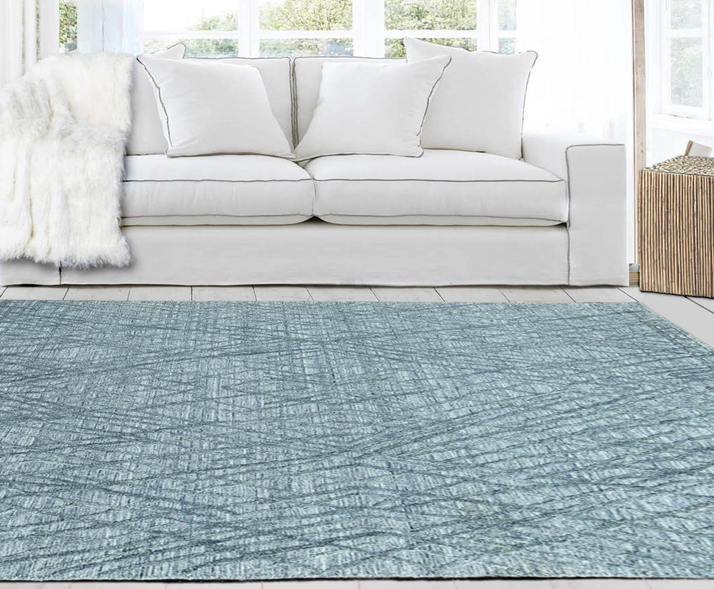 4x6 Blue, Gray, Color Hand Knotted  100% Wool Modern & Contemporary Oriental Rug
