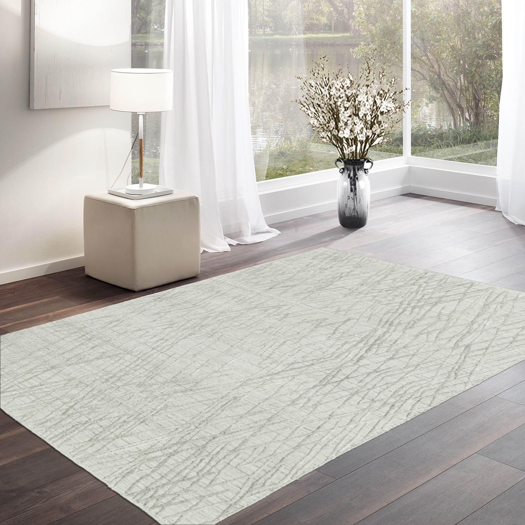 4x6 Tone On Tone Gray, , Color Hand Knotted  100% Wool Modern & Contemporary Oriental Rug