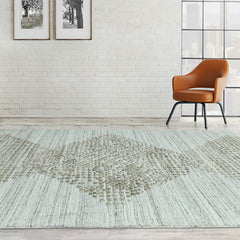 4x6 Gray, Moss, Color Hand Knotted  100% Wool Modern & Contemporary Oriental Rug