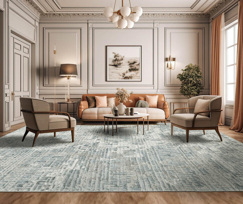 Multi Size Tone On Tone Gray Color Hand Knotted Tibetan Wool Modern & Contemporary Oriental Rug