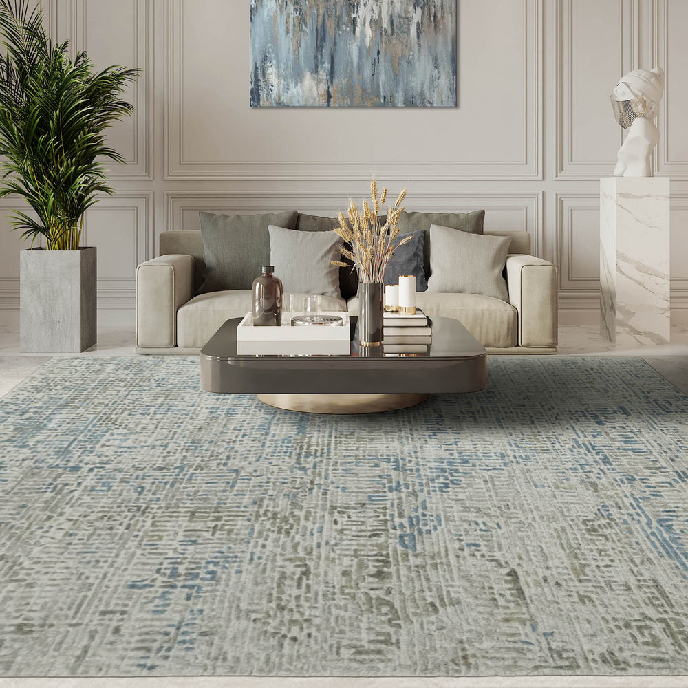 Multi Size Gray Beige Blue Color Hand Knotted Tibetan Wool Modern & Contemporary Oriental Rug