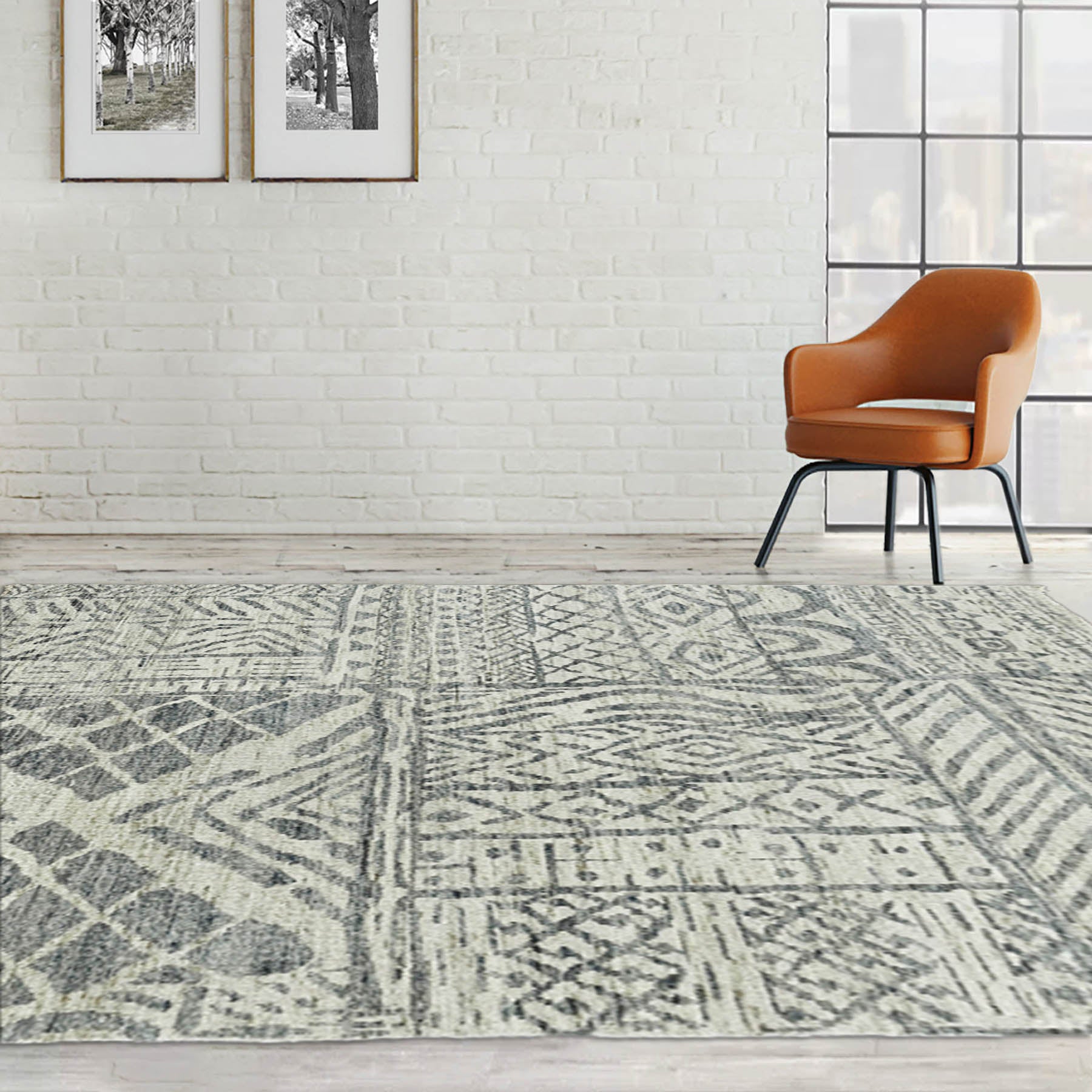 5x8 Gray Beige, , Color Hand Knotted  100% Wool Modern & Contemporary Oriental Rug