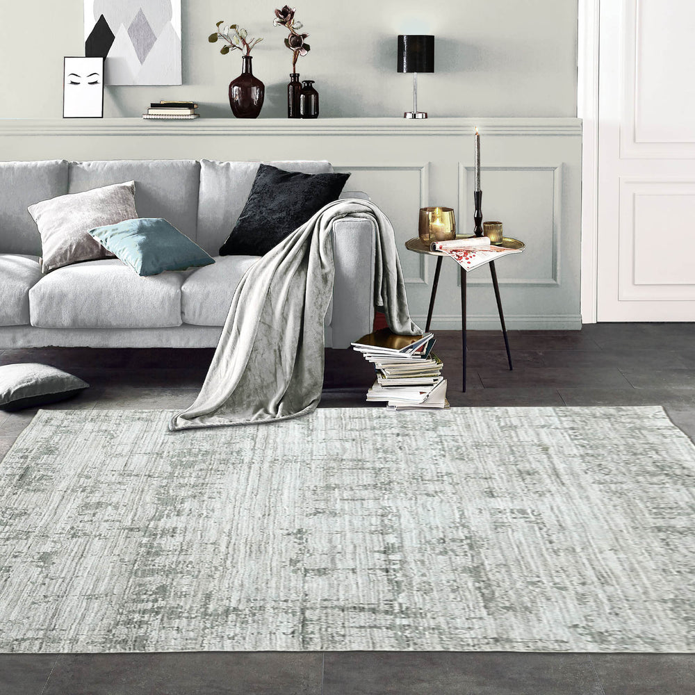 8x10 Gray, Silver, Color Hand Knotted  100% Wool Modern & Contemporary Oriental Rug