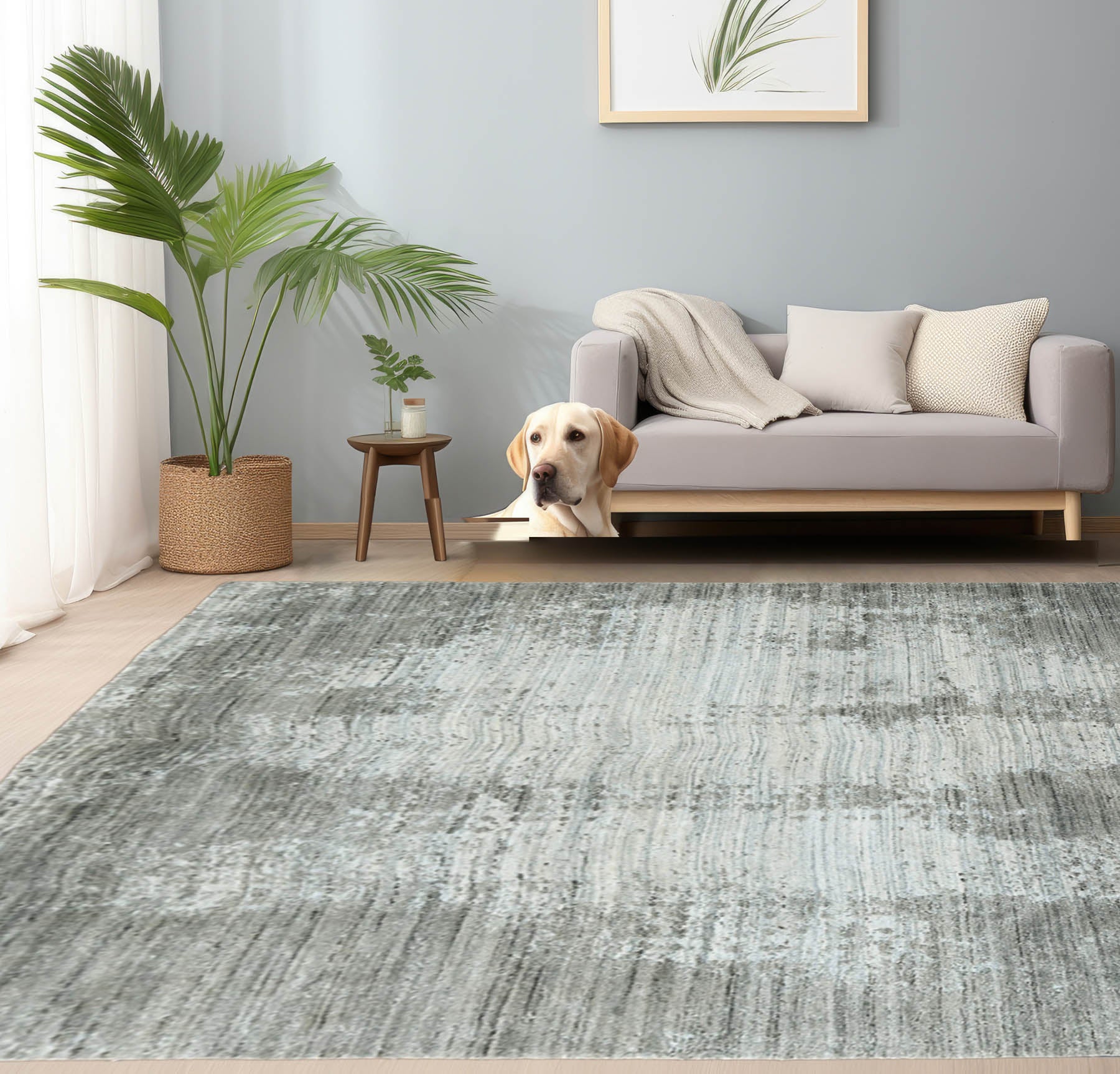 5x8 Gray, Silver, Color Hand Knotted  100% Wool Modern & Contemporary Oriental Rug