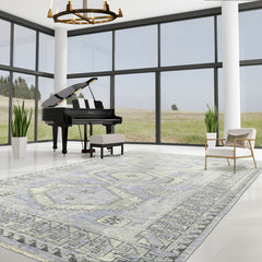 Multi Size Gray Lavender Charcoal Color Hand Knotted Indo Oushak Wool Traditional Oriental Rug