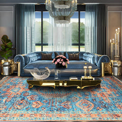 Multi Size Turquoise Burnt Orange Peach Color Hand Knotted Indo Oushak Wool Traditional Oriental Rug