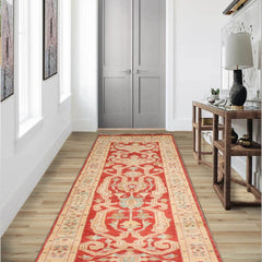 Runner Rust, Beige, Brown Color Hand Knotted Chobi Peshawar 100% Wool Traditional Oriental Rug