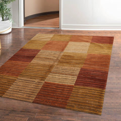 4x6 Rust, Gold, Tan Color Hand Knotted  100% Wool Modern Oriental Rug