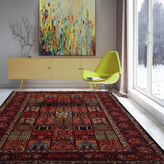 8x11 Navy, Red, Pink Color Hand Knotted Bakhtiari 100% Wool Traditional Oriental Rug