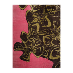 Knotted Rug Pink Brown Hand Knotted 9'x12' Mark Phillips Color Block Modern Tibetan 100% Wool Oriental Area Rug