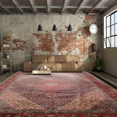 10x14 Midnight Blue, Coral, Ivory Color Hand Knotted Bidjar 100% Wool Traditional Oriental Rug