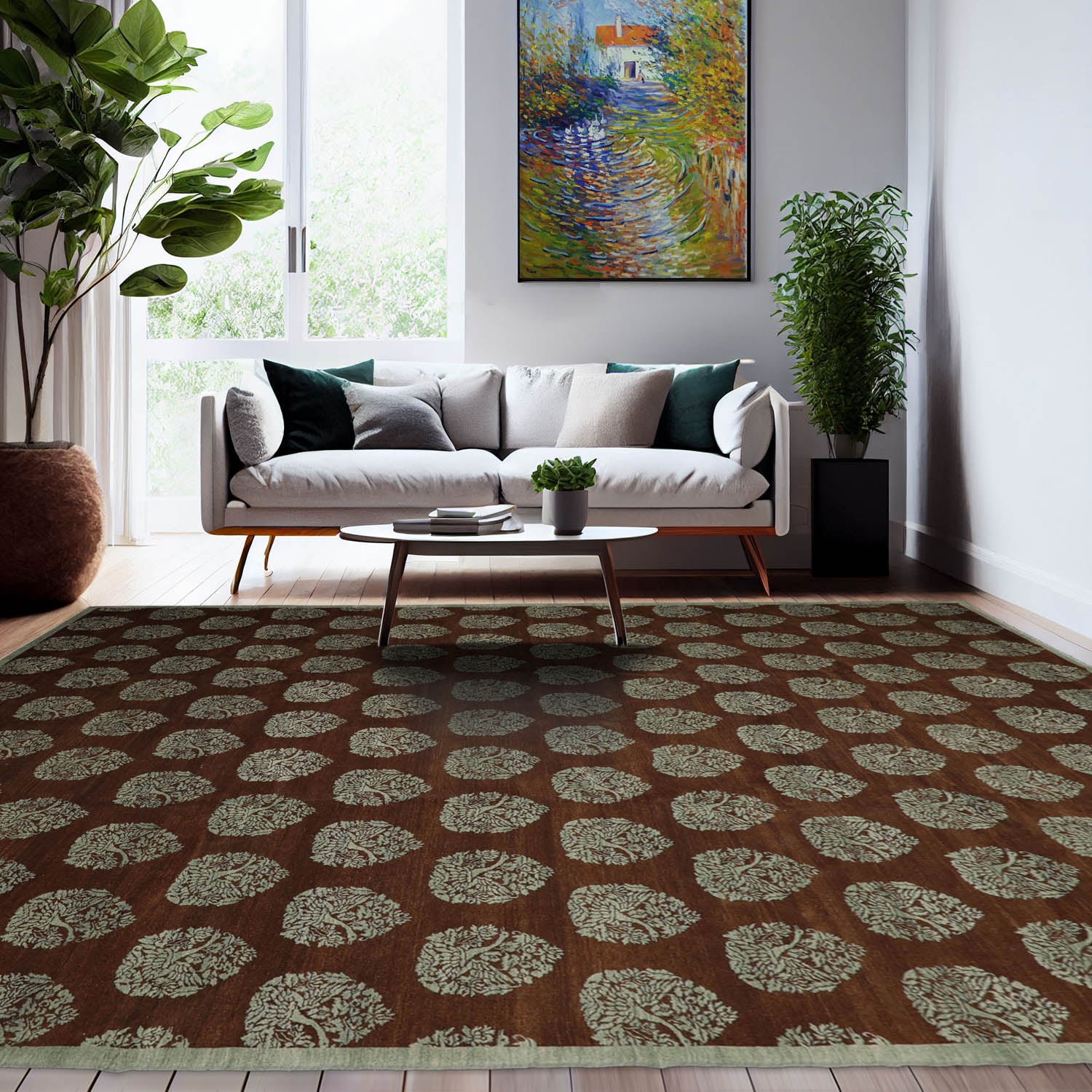 10x14 Brown, Aqua, Color Hand Knotted  100% Wool Transitional Oriental Rug