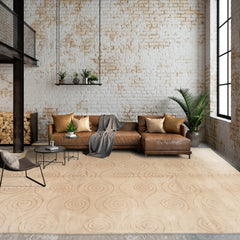 8x10 Beige, Gold, Color Hand Knotted  Wool & Silk Modern Oriental Rug