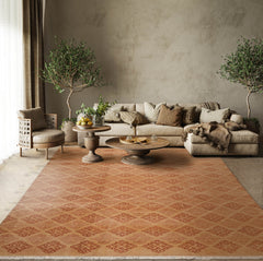8x10 Tan, Caramel, Color Hand Knotted  100% Wool Transitional Oriental Rug