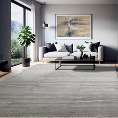 8x10 Tone On Tone Gray, , Color Hand Knotted Tibetan 100% Wool Modern & Contemporary Oriental Rug