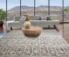 8x10 Ivory, Gray, Graphite Color Hand Knotted Oushak 100% Wool  Oriental Rug