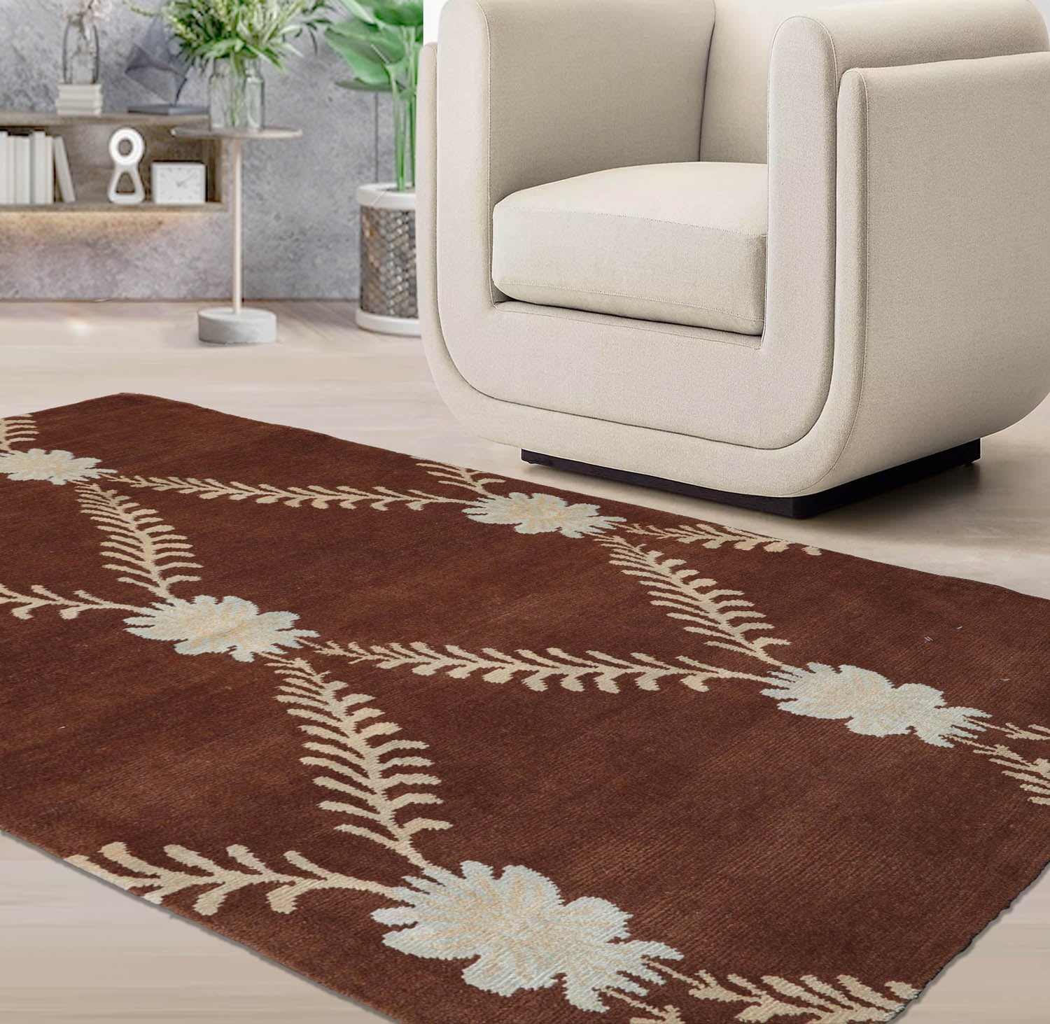 3x5 Brown, Beige, Blue Color Hand Knotted  100% Wool Traditional Oriental Rug