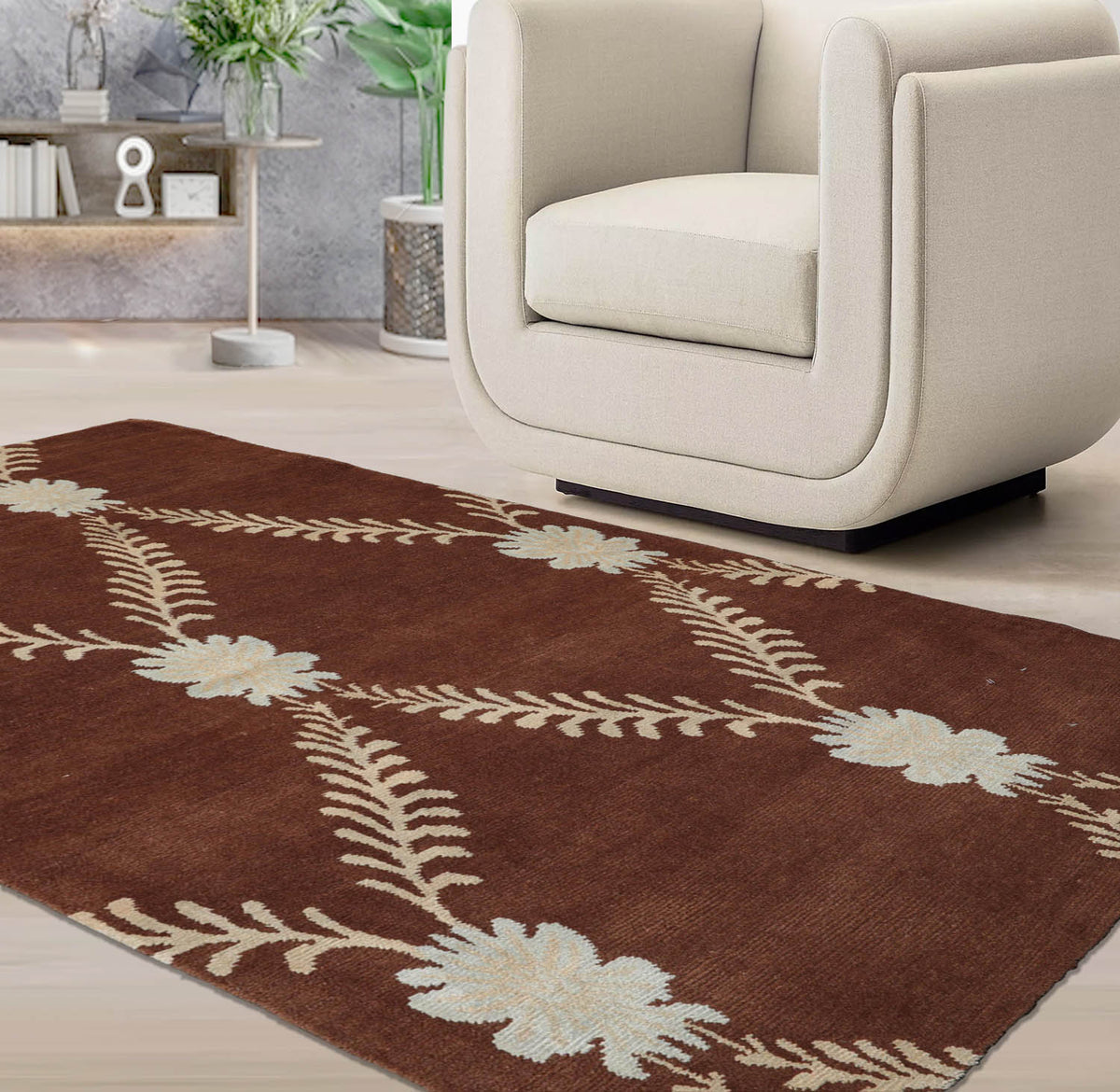 3x5 Brown, Beige, Blue Color Hand Knotted  100% Wool Traditional Oriental Rug
