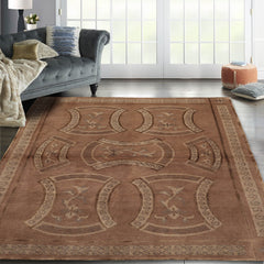 4x6 Taupe, Brown, Beige Color Hand Knotted Tibetan 100% Wool Transitional Oriental Rug