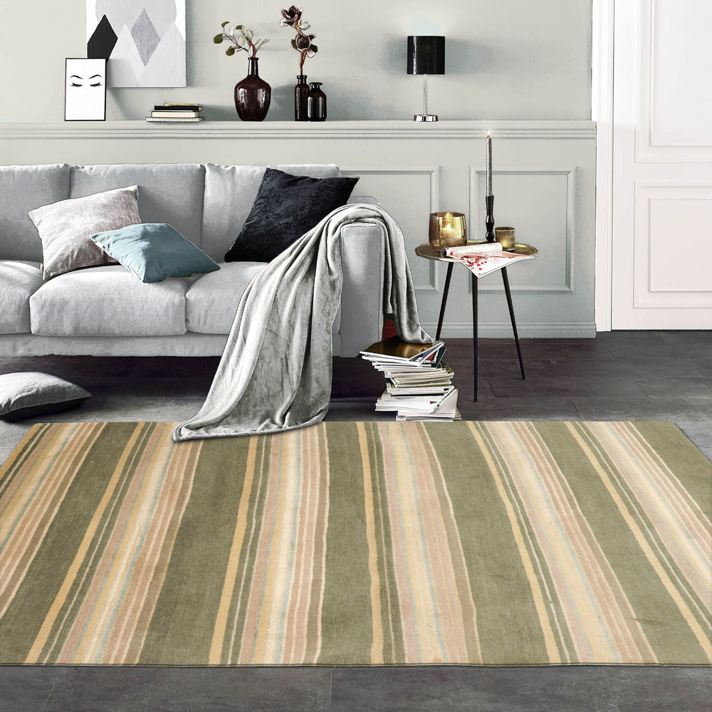 4x6 Beige, Green, Taupe Color Hand Knotted Tibetan 100% Wool Modern & Contemporary Oriental Rug