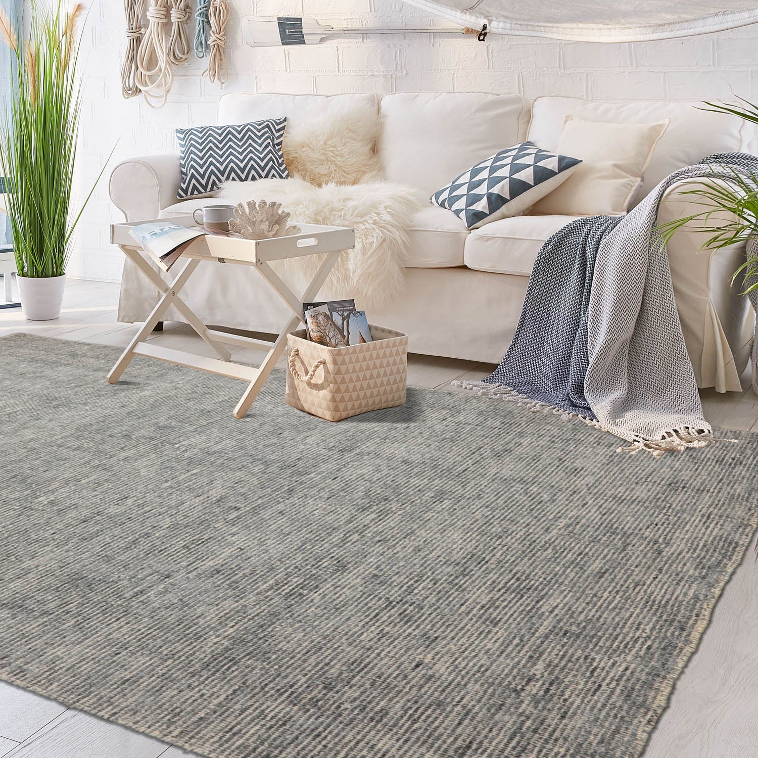 5x8 Beige, Gray, Color Hand Knotted  100% Wool Modern & Contemporary Oriental Rug