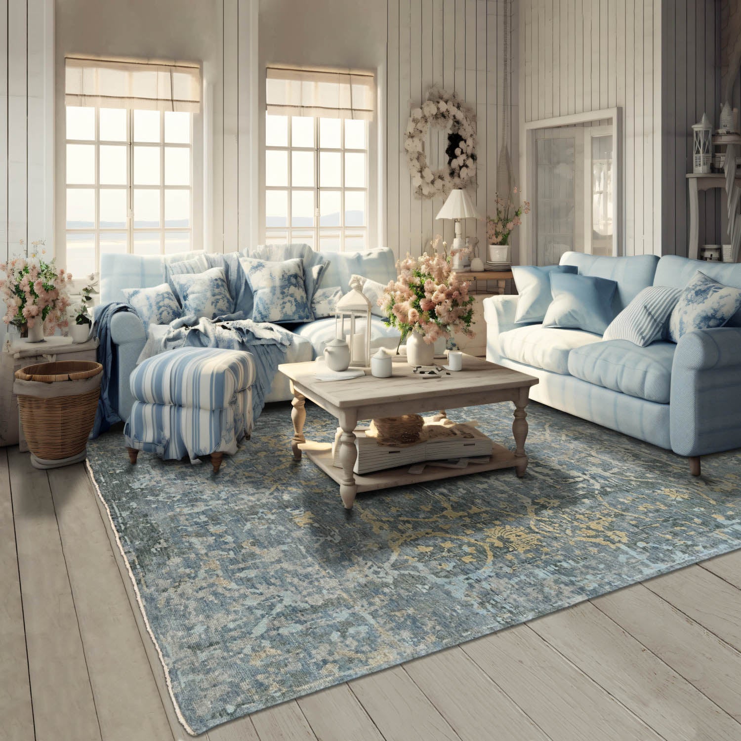 8x10 Gray, Beige, Light Gold Color Hand Knotted Oushak Wool Transitional Oriental Rug