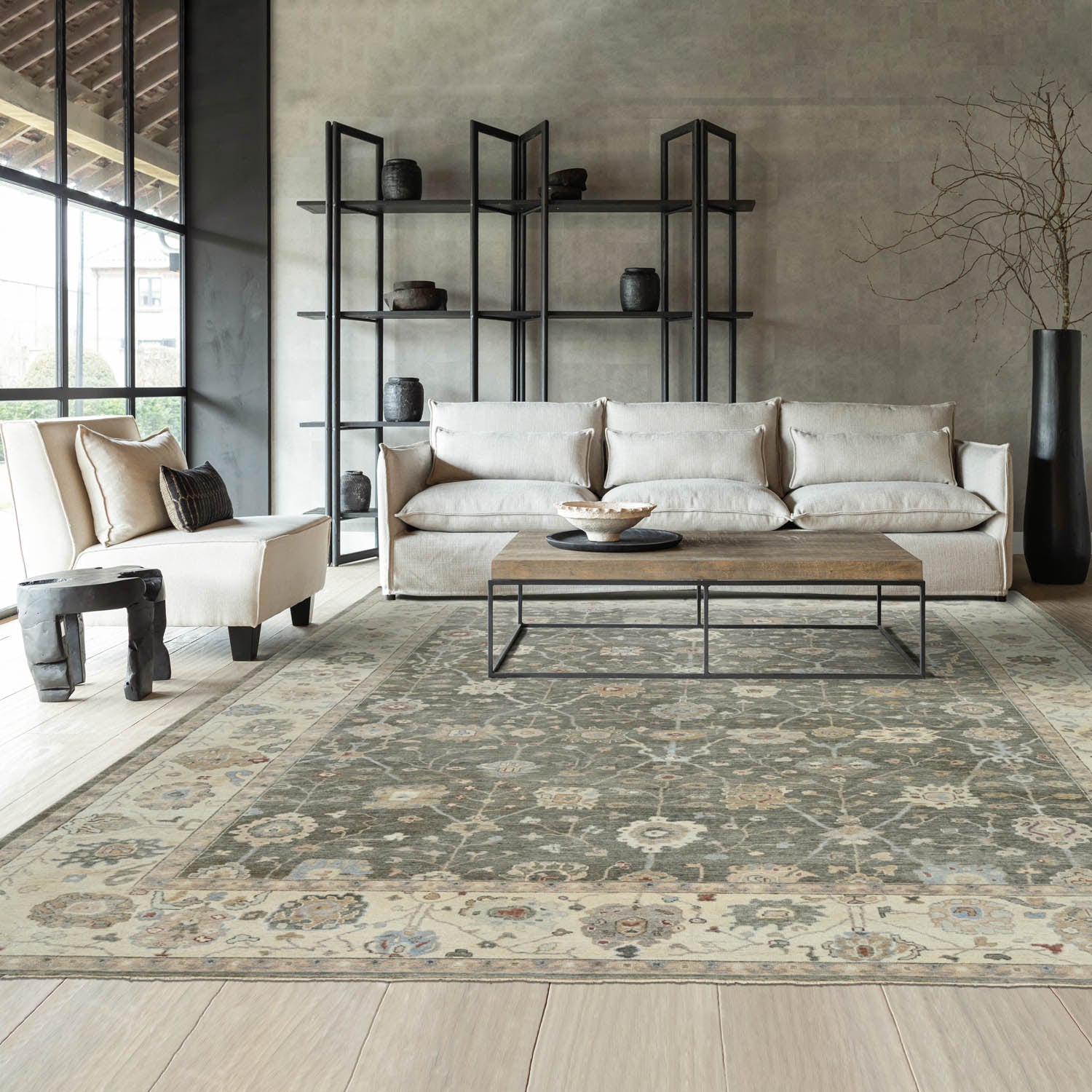 10x14 Gray, Beige, Muted Earth Tones Color Hand Knotted Oushak Wool Traditional Oriental Rug
