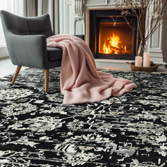 8x10 Black, Gray, Color Hand Knotted  Wool Transitional Oriental Rug