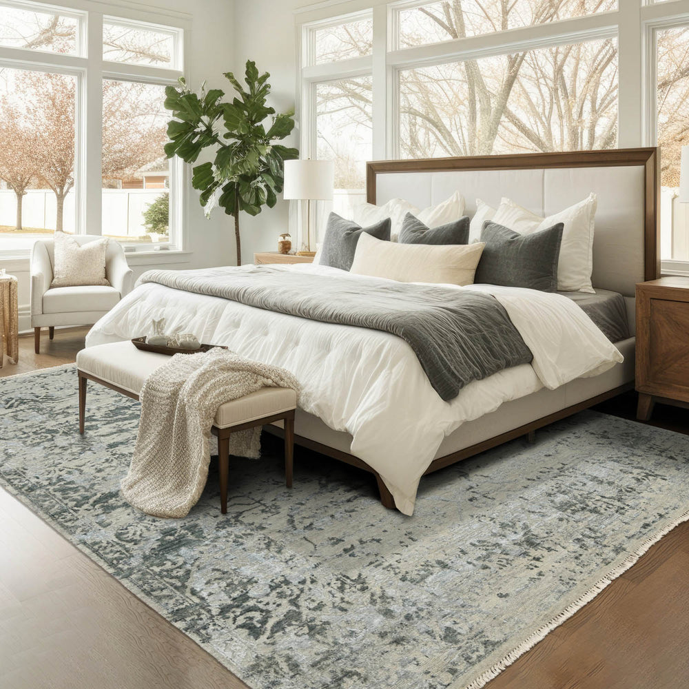 8x10 Beige, Gray, Muted Earth Tones Color Hand Knotted Oushak Wool Transitional Oriental Rug
