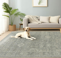 8x10 Moss, Beige, Gray Color Hand Knotted Oushak Wool Traditional Oriental Rug