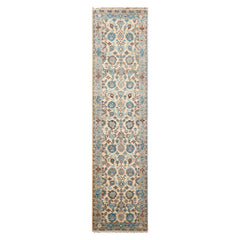 Multi Size Beige Gray Aqua Color Hand Knotted Oushak Wool  Oriental Rug