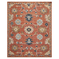 Knotted Rug Rust Hand Knotted 8'x10' Transitional Embossed Look Oushak Wool Oriental Area Rug