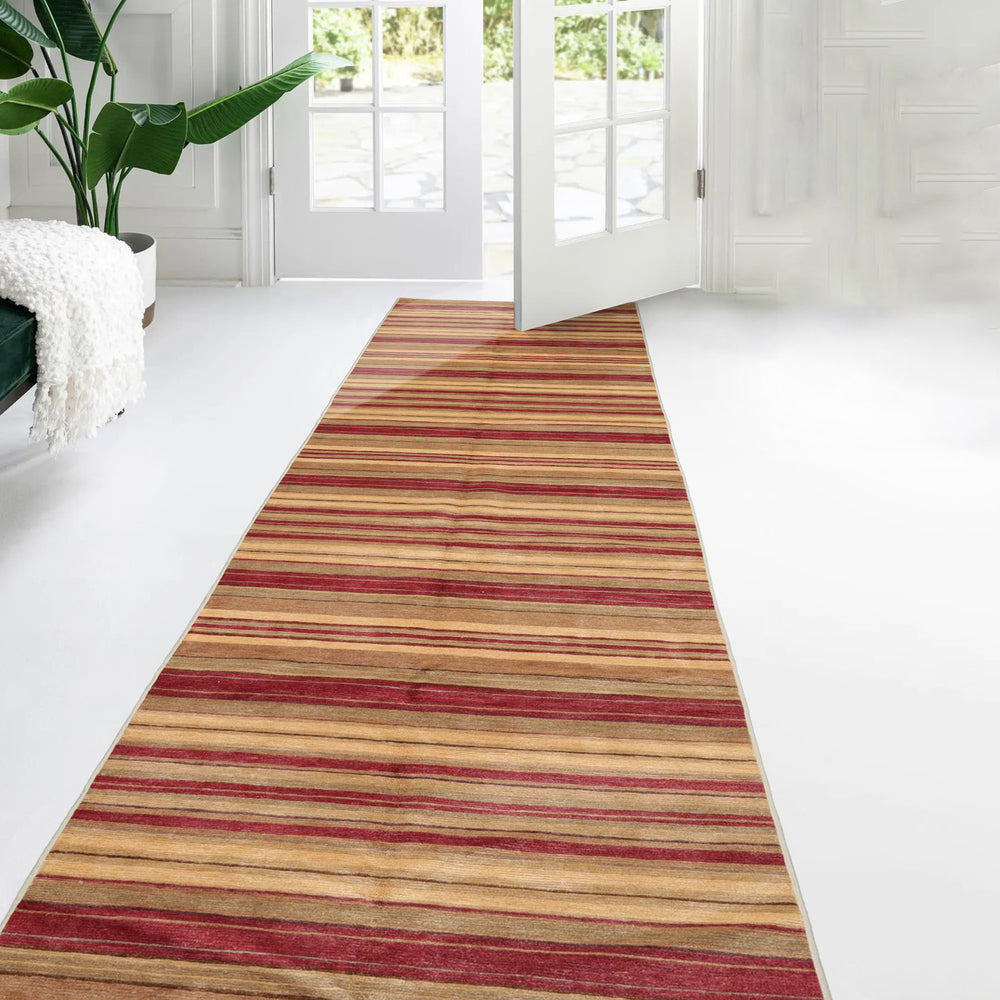 Multi Size Rust Brown Straw Color Hand Knotted Tibetan Wool Modern & Contemporary Oriental Rug
