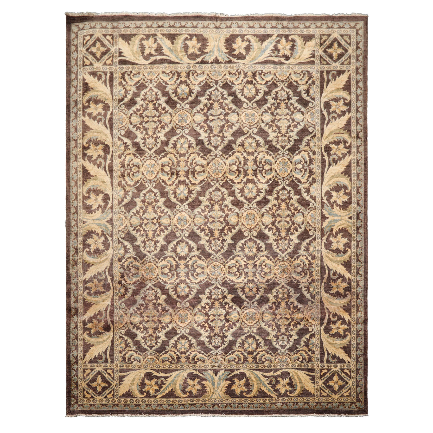 Knotted Rug Brown Hand Knotted 9'1''x12'4" Traditional Peshawar 200 kpsi Wool Oriental Area Rug