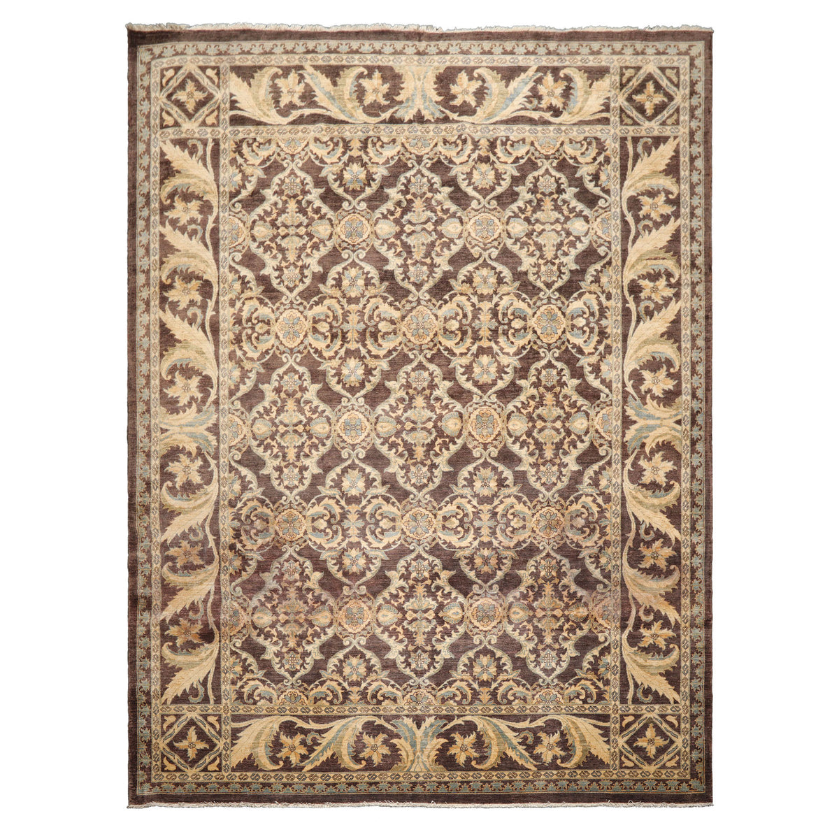 Knotted Rug Brown Hand Knotted 9'1''x12'4" Traditional Peshawar 200 kpsi Wool Oriental Area Rug