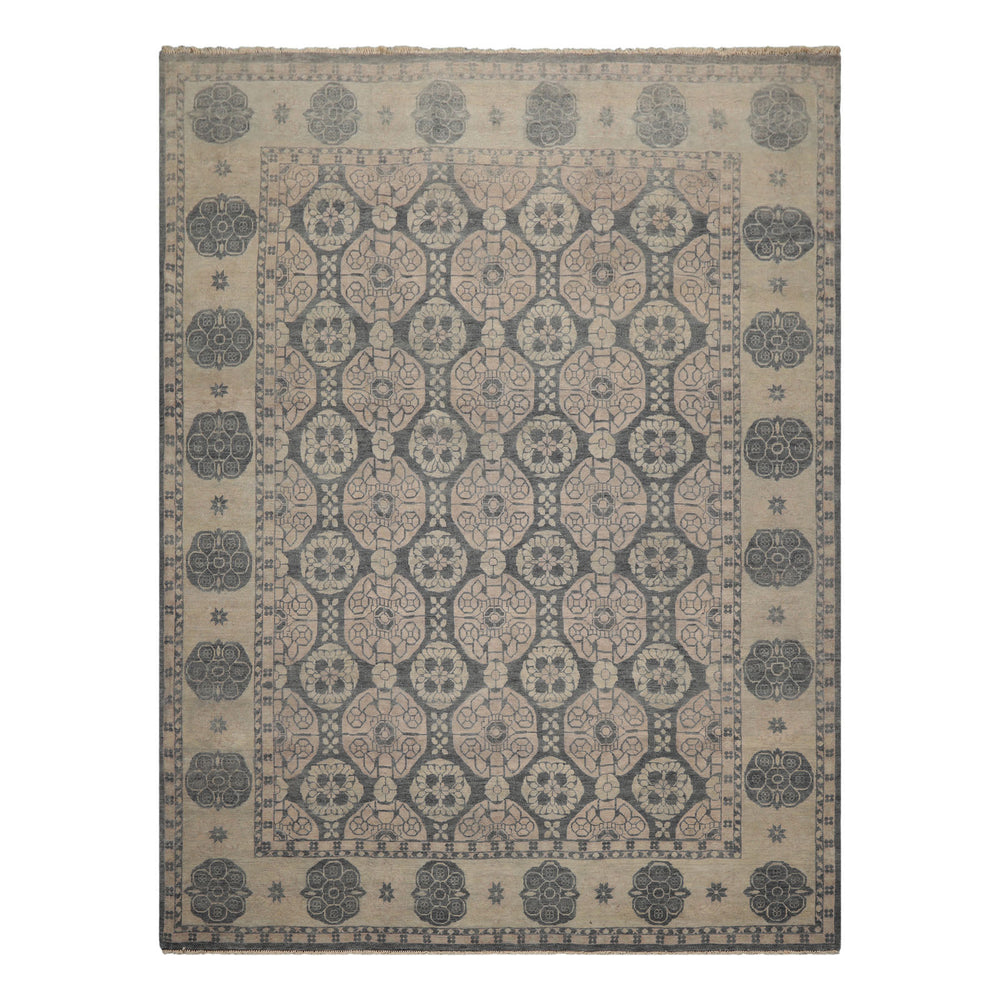 8x10 Gray, Beige, Blush Color Hand Knotted  Wool Transitional Oriental Rug