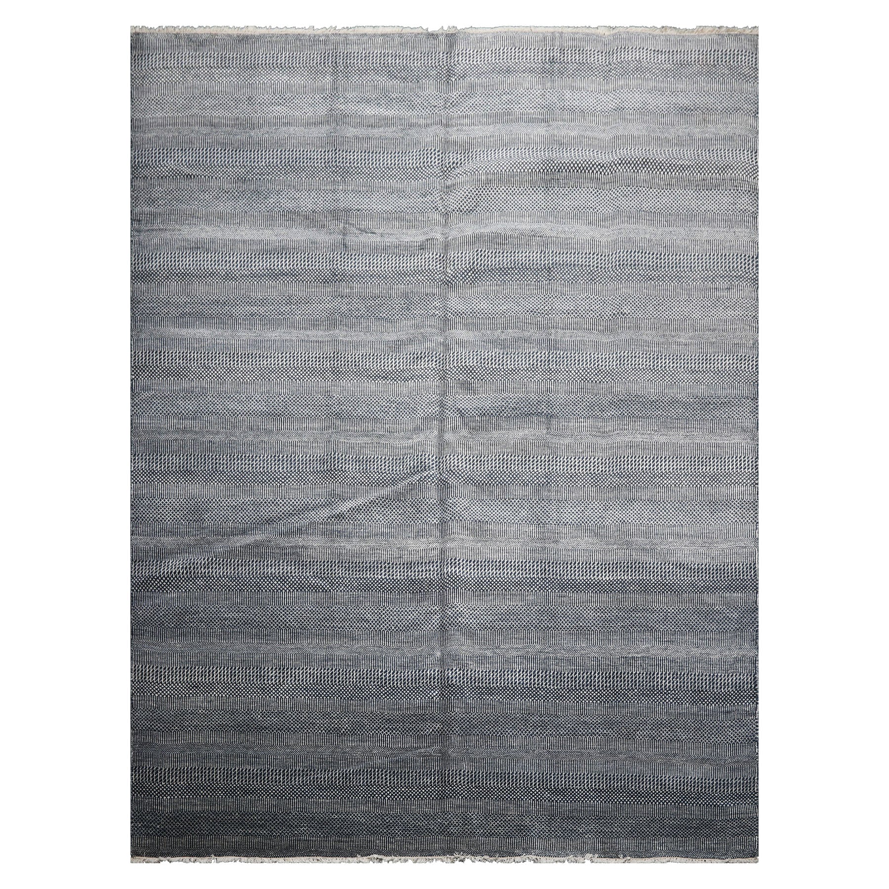 Knotted Rug Blue Hand Knotted 9'1''x12'2" Contemporary Tibetan wool and Silk Oriental Area Rug