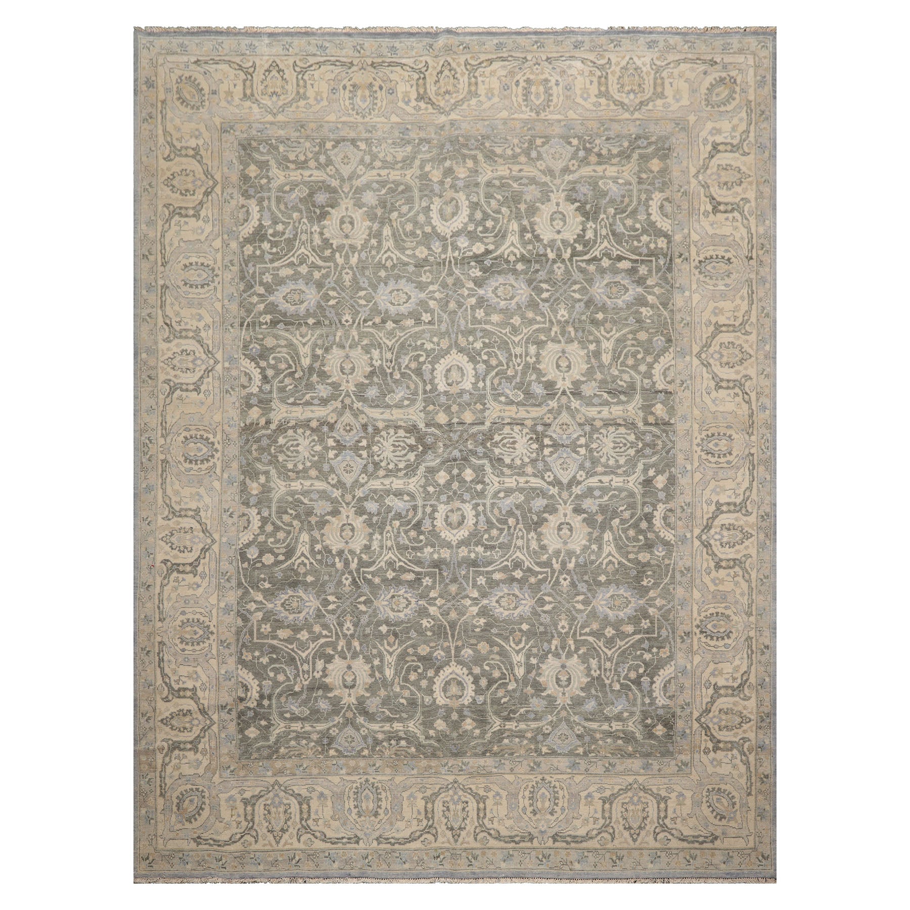 Knotted Rug Moss Hand Knotted 8'10''x11'10" Traditional Agra 200 KPSI wool Oriental Area Rug