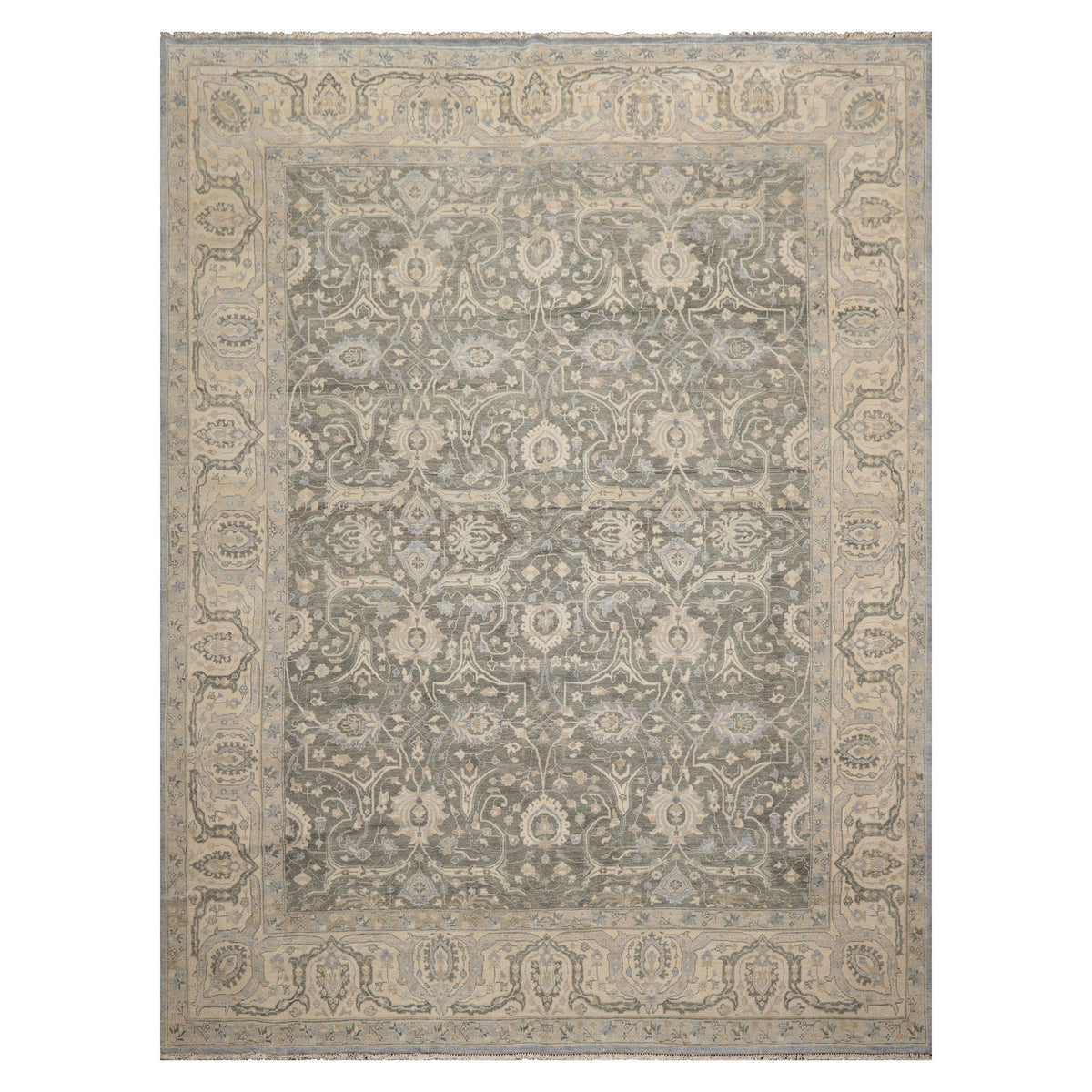 Knotted Rug Moss Hand Knotted 8'10''x11'10" Traditional Agra 200 KPSI wool Oriental Area Rug